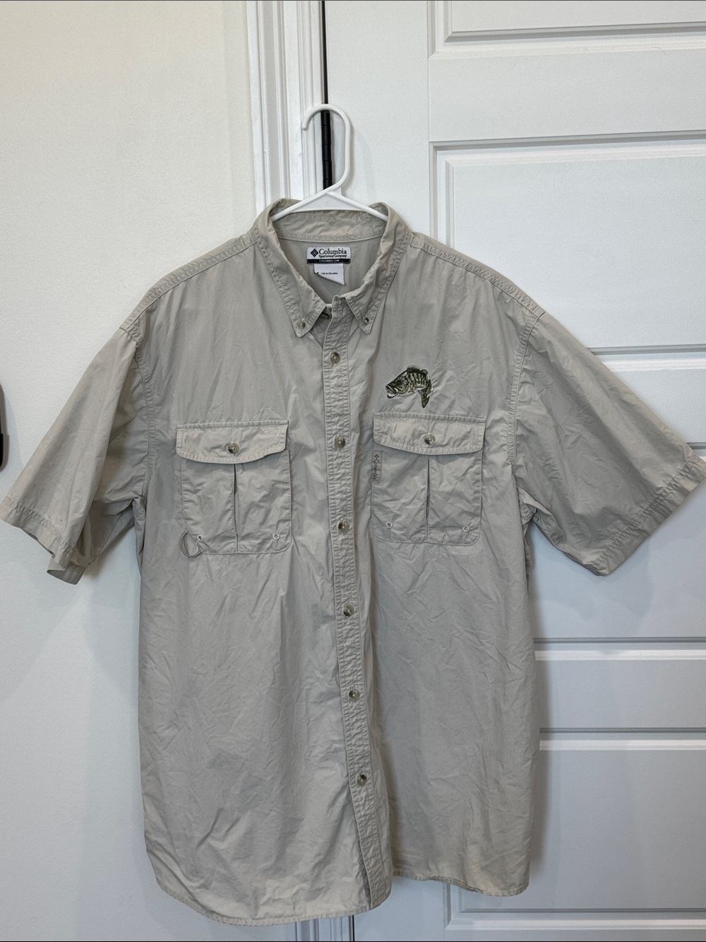 Columbia PFG Tan Fishing Shirt Button-up Sportswear, men’s size XL